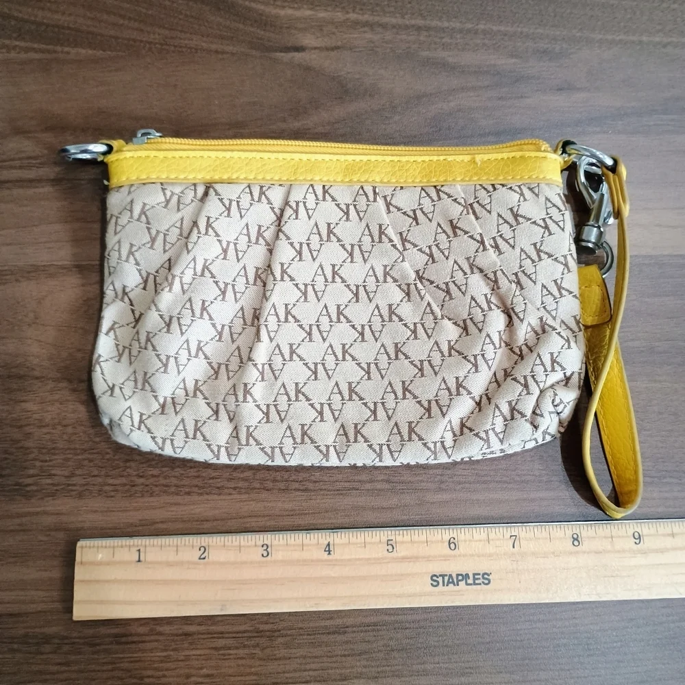 Anne Klein Yellow and Cream Wristlet with Textured Design